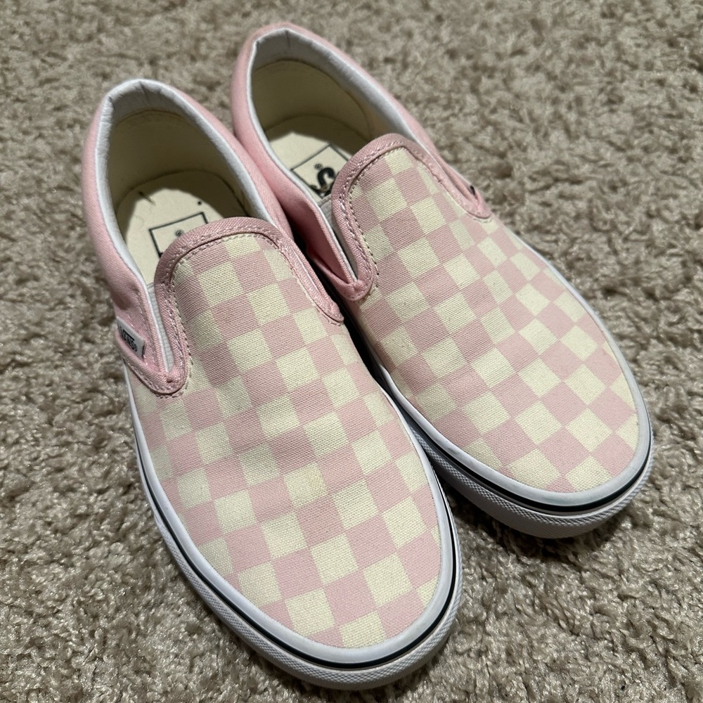 Vans Pink Checkered Slip-On Shoes